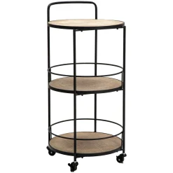 Carrello Marrone Nero 3 Ripiani Ruote 40x42x82h cm, Colore Struttura Nero - Ganaro