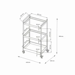 Carrello Masio, 43x30 h80 cm, Ardesia