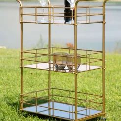Carrello oro Trasparente Fume 3 Ripiani Ruote 60x31x80h cm, Sfumatura Colore Struttura Fume - Arviat