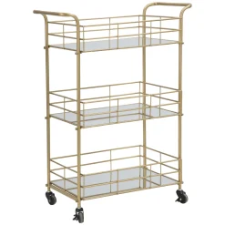 Carrello oro Trasparente Fume 3 Ripiani Ruote 60x31x80h cm, Sfumatura Colore Struttura Fume - Arviat