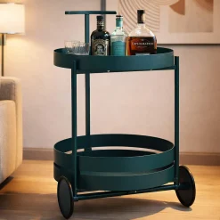 Carrello Verde 2 Ripiani Ruote 45x35x65h cm, Materiale Ripiano in Metallo - Ganamo