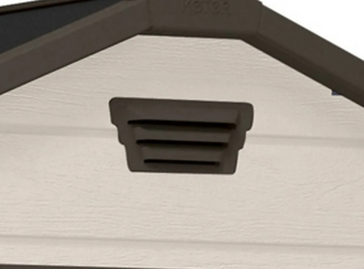 Casetta da Giardino Beige Nero Resistente Agli Agenti Atmosferici Presenza Finestre 130x192x198h cm, Tetto a due Falde - Stillman