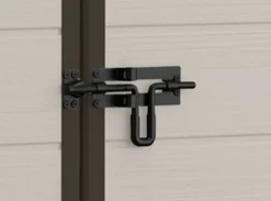 Casetta da Giardino Beige Nero Resistente Agli Agenti Atmosferici Presenza Finestre 186x237x227h cm, Tetto a due Falde - Wadena