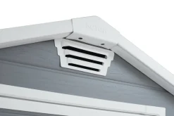 Casetta da Giardino Grigio Bianco Resistente Agli Agenti Atmosferici Presenza Finestre 130x192x198h cm, Tetto a due Falde - Stillman