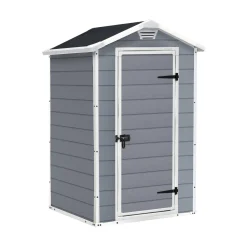 Casetta da Giardino Grigio Bianco Resistente Agli Agenti Atmosferici Tetto a due Falde 129x103x196h cm, Materiale Tetto in Plastica - Stormlake