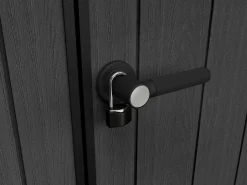 Casetta da Giardino Grigio Nero Resistente Agli Agenti Atmosferici Presenza Finestre 350x229x254h cm, Tetto a due Falde - Dartmouth