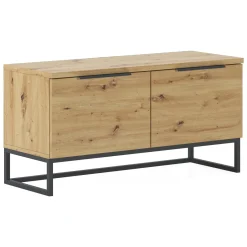 Cassapanca Marrone Rovere Nodi Colore Ripiano Marrone Materiale Struttura in Metallo 98x37x50h cm - Sciara