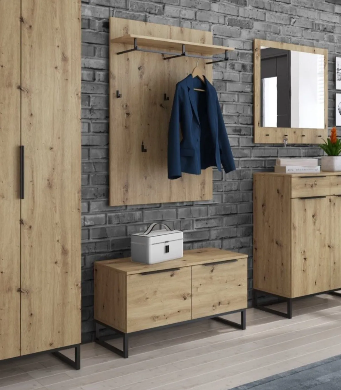 Cassapanca Marrone Rovere Nodi Colore Ripiano Marrone Materiale Struttura in Metallo 98x37x50h cm - Sciara