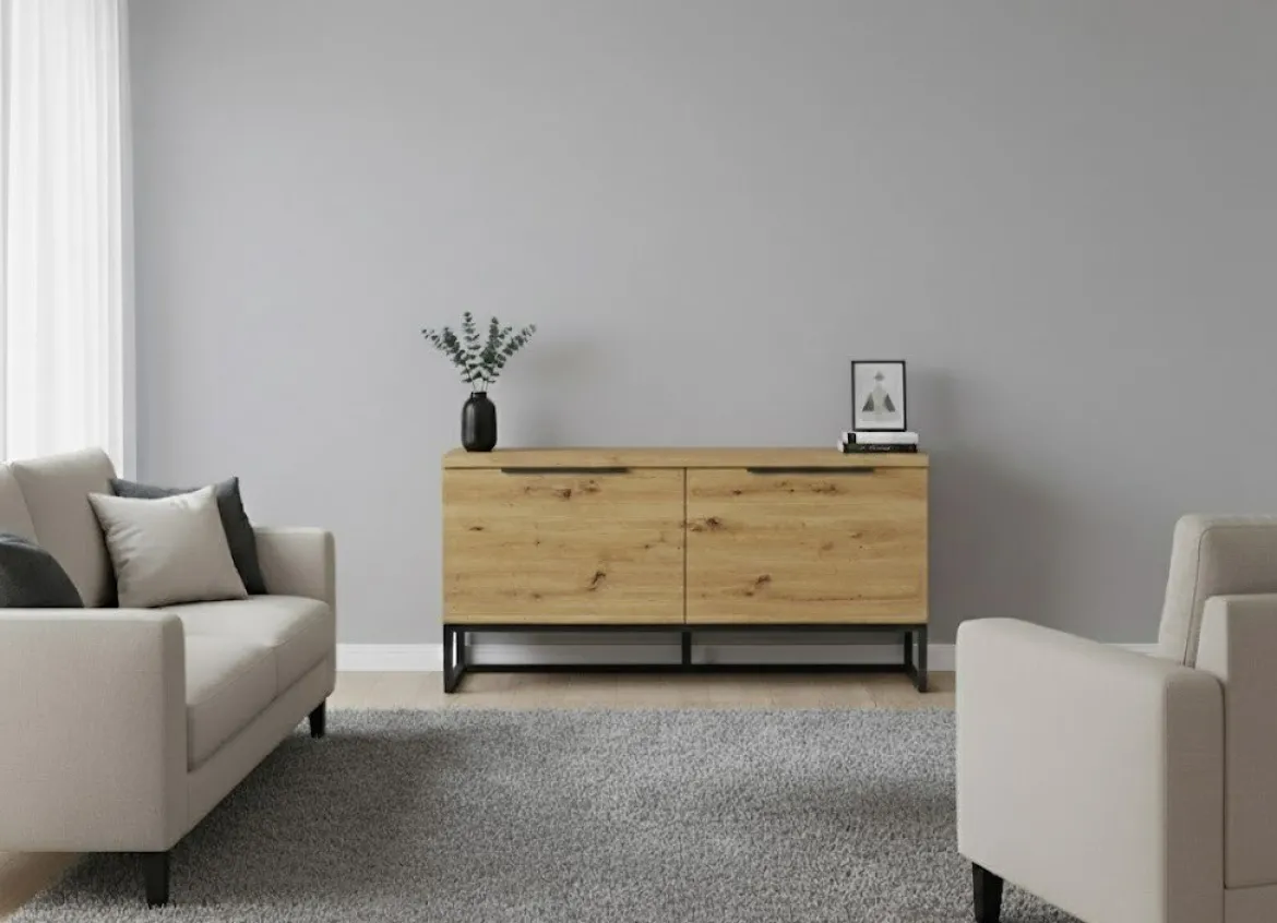 Cassapanca Marrone Rovere Nodi Colore Ripiano Marrone Materiale Struttura in Metallo 98x37x50h cm - Sciara
