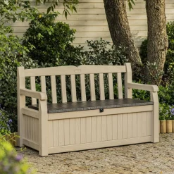 Cassapanca outdoor Chestermere, 140x60 h84 cm, Beige e Marrone