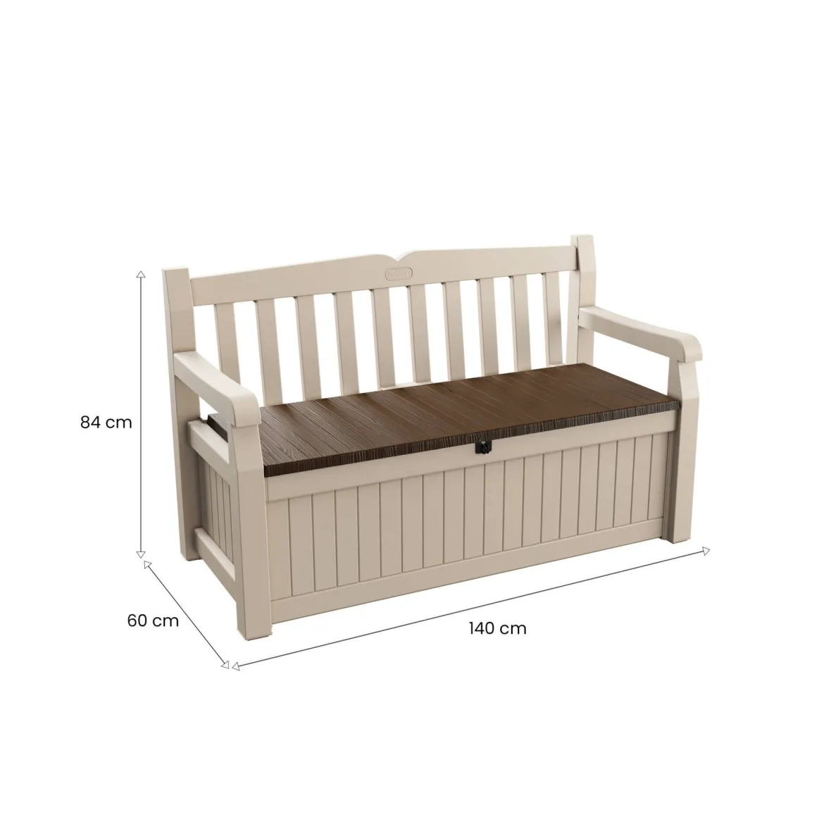 Cassapanca outdoor Chestermere, 140x60 h84 cm, Beige e Marrone