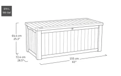 Cassapanca outdoor 151x72x70h cm effetto legno - Brantford