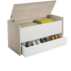 Cassapanca salvaspazio in legno 90x40x46h cm bianca e rovere - Sogno