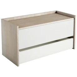 Cassapanca salvaspazio in legno 90x40x46h cm bianca e rovere - Sogno
