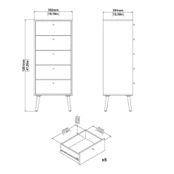 Cassettiera alta bianca 50x120h cm - Yaounde
