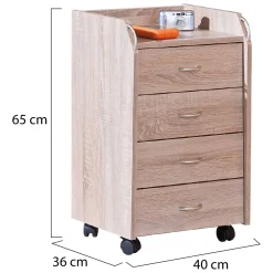 Cassettiera Beige 4 Cassetti Apertura Scorrevole 40x36x65h cm, Chiusura Scorrevole - Manco