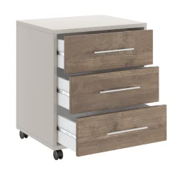 Cassettiera Beige Marrone Noce 3 Cassetti con Ruote 43x40x57h cm, Apertura Scorrevole - Pisano