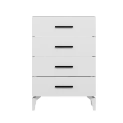Cassettiera Bianco 4 Cassetti Apertura Scorrevole 80x47x98h cm, Chiusura Scorrevole - Gorle