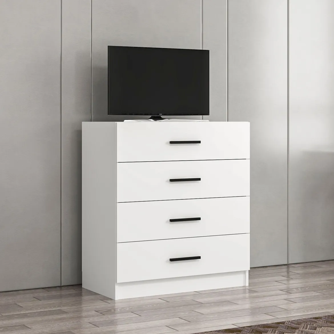 Cassettiera Bianco 6 Cassetti Apertura Scorrevole 36x40x65h cm, Chiusura Scorrevole - Lubrense