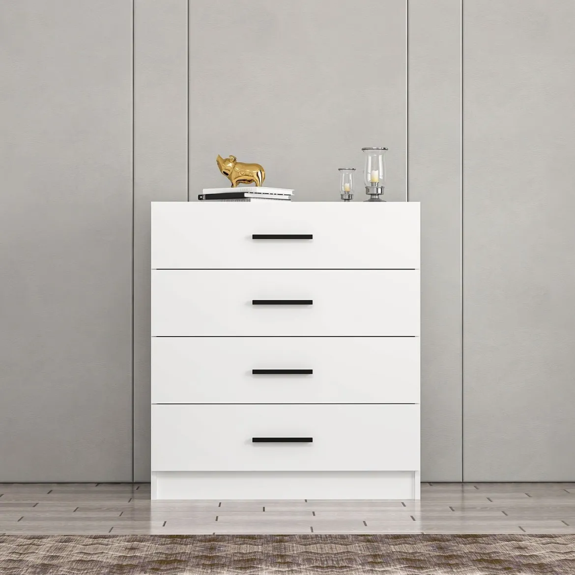 Cassettiera Bianco 6 Cassetti Apertura Scorrevole 36x40x65h cm, Chiusura Scorrevole - Lubrense