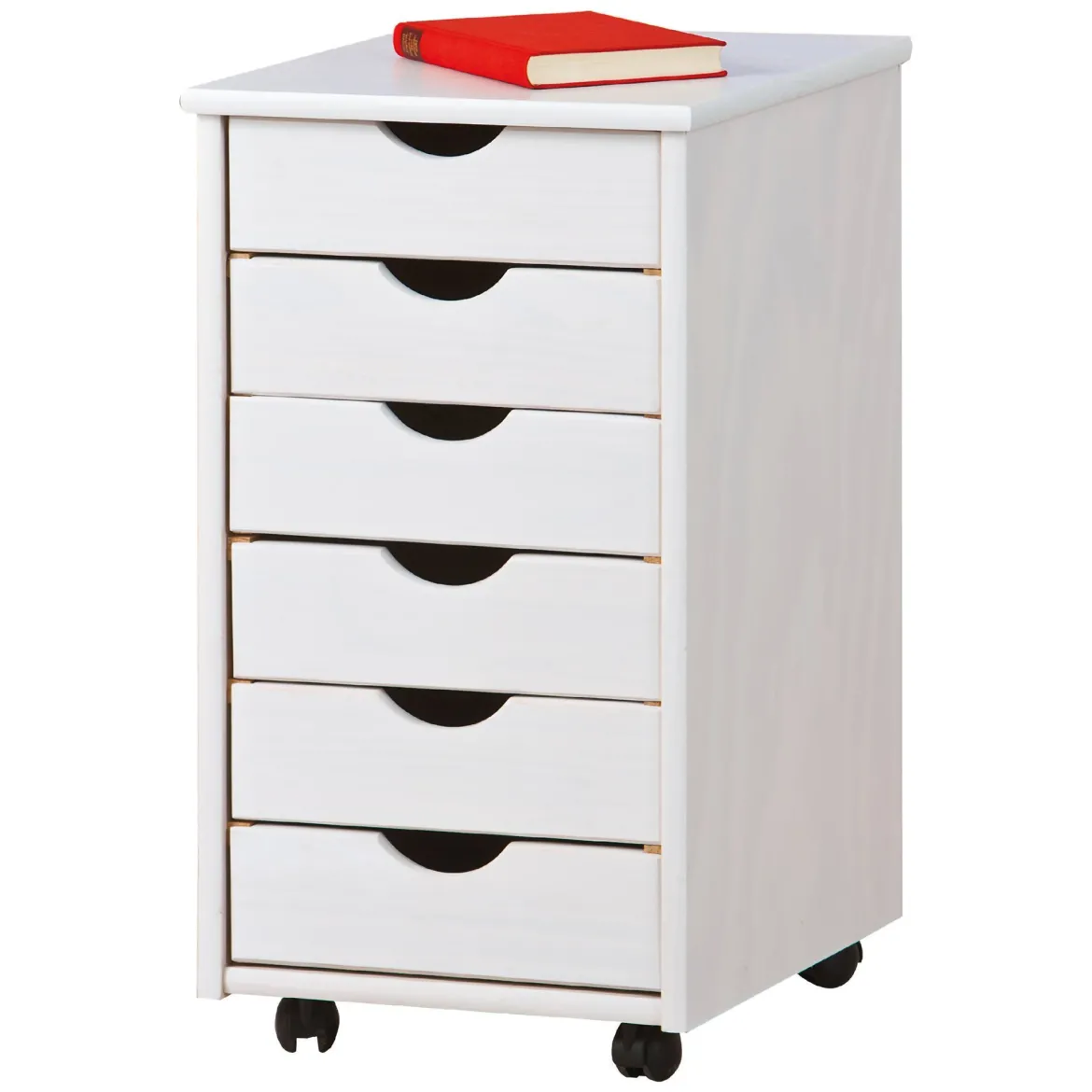 Cassettiera Bianco 6 Cassetti Apertura Scorrevole 50x120x40h cm, Chiusura Scorrevole - Ceppino