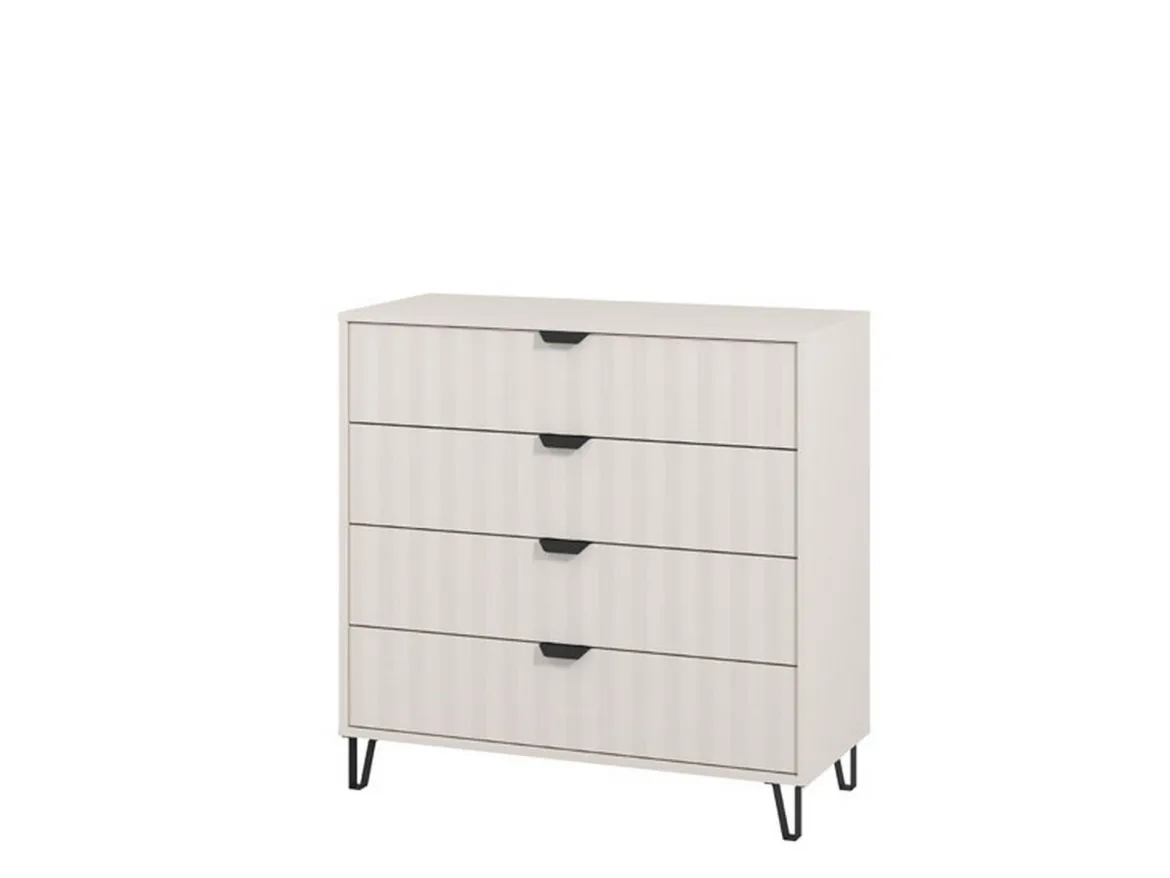 Cassettiera Bianco Grigio 4 Cassetti Apertura Scorrevole 93x40x90.5h cm, Chiusura Scorrevole - Maggiora