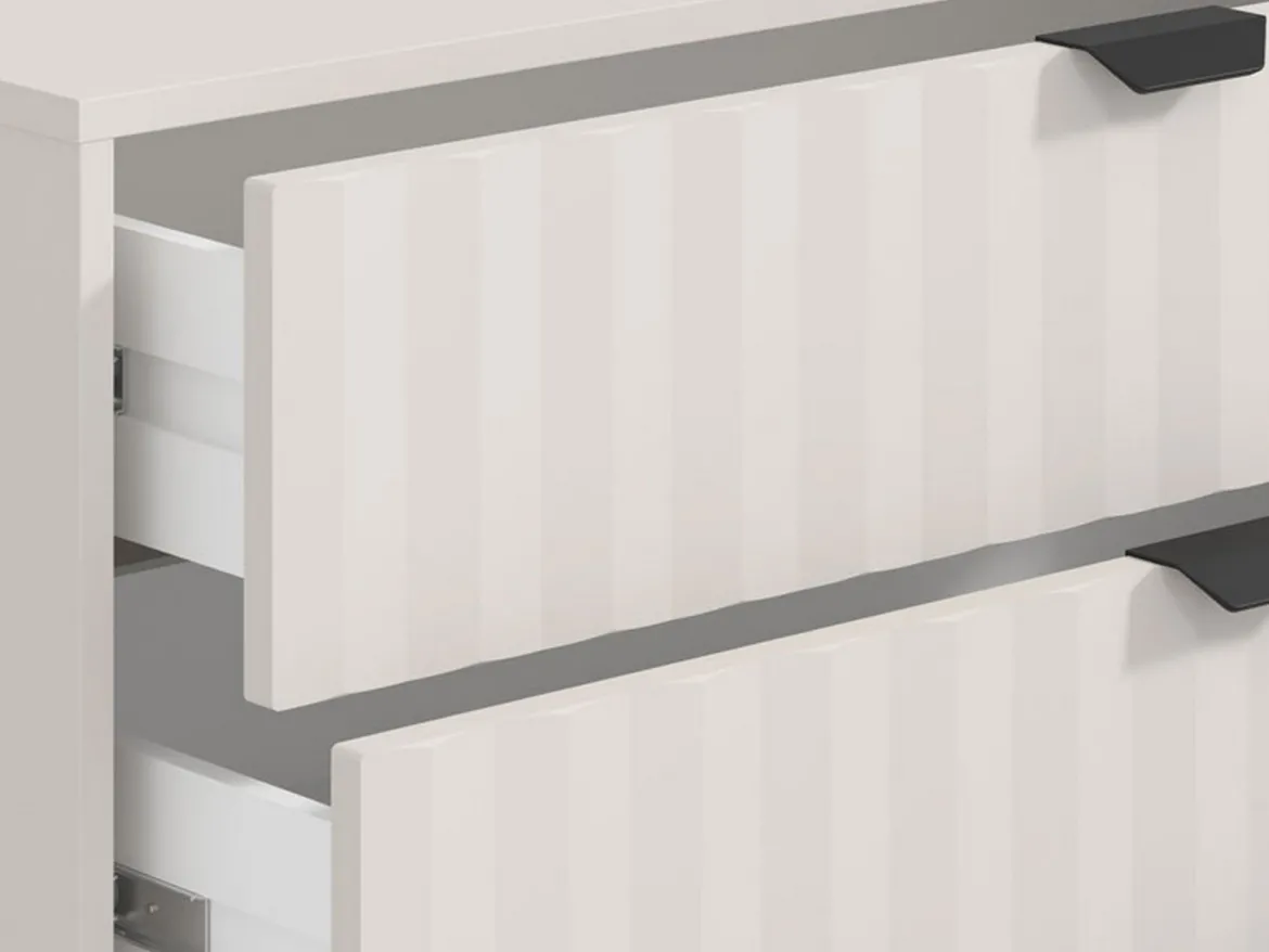 Cassettiera Bianco Grigio 4 Cassetti Apertura Scorrevole 93x40x90.5h cm, Chiusura Scorrevole - Maggiora