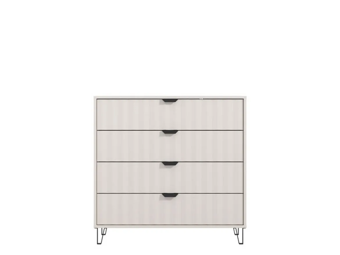 Cassettiera Bianco Grigio 4 Cassetti Apertura Scorrevole 93x40x90.5h cm, Chiusura Scorrevole - Maggiora
