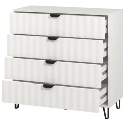Cassettiera Bianco Grigio 4 Cassetti Apertura Scorrevole 93x40x90h cm, Chiusura Scorrevole - Maggiora