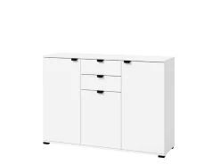 Cassettiera Bianco Nero 2 Cassetti Apertura Battente, Scorrevole 135x40x95h cm, Chiusura Battente, Scorrevole - Mainarda