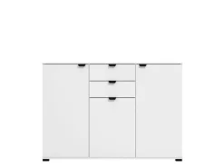 Cassettiera Bianco Nero 2 Cassetti Apertura Battente, Scorrevole 135x40x95h cm, Chiusura Battente, Scorrevole - Mainarda