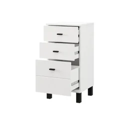 Cassettiera Bianco Nero 3 Cassetti con Piedini 39x35x78h cm, Apertura Scorrevole - Vilcab