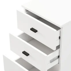 Cassettiera Bianco Nero 3 Cassetti con Piedini 39x35x78h cm, Apertura Scorrevole - Vilcab