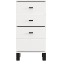 Cassettiera Bianco Nero 3 Cassetti con Piedini 39x35x78h cm, Apertura Scorrevole - Vilcab