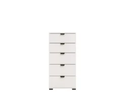 Cassettiera Bianco Nero 5 Cassetti Apertura Scorrevole 45x40x95h cm, Chiusura Scorrevole - Mainarda