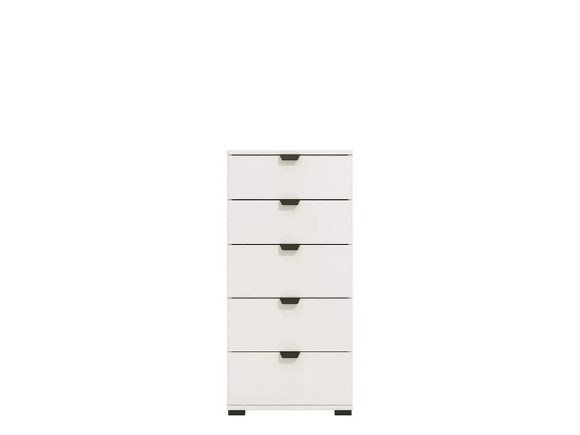 Cassettiera Bianco Nero 5 Cassetti Apertura Scorrevole 45x40x95h cm, Chiusura Scorrevole - Mainarda