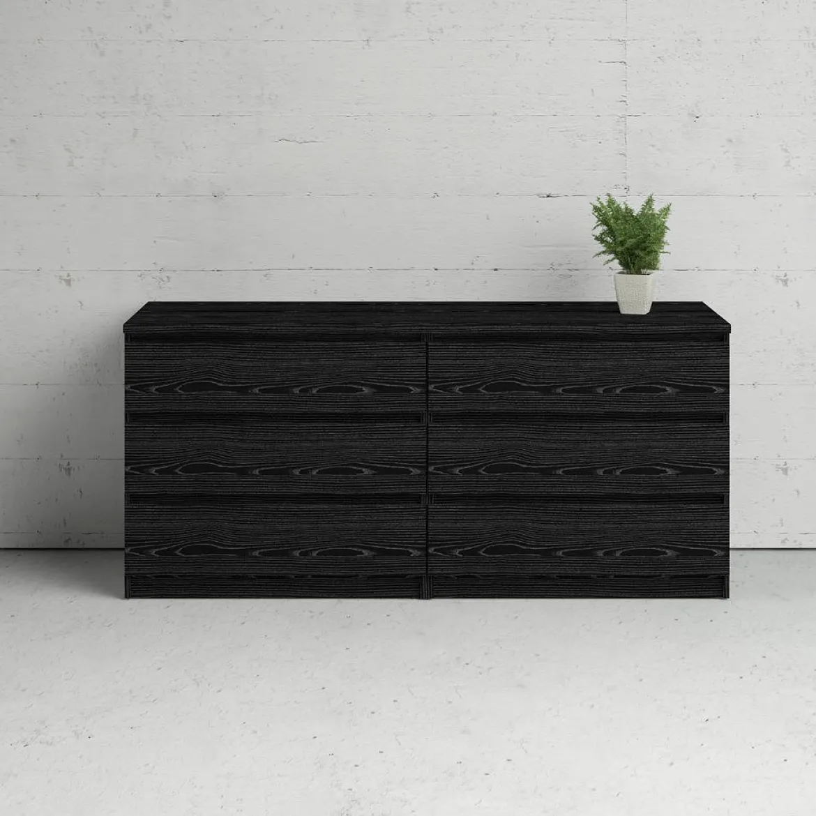 Cassettiera 6 Cassetti Apertura Scorrevole 153.6x50x70.1h cm, Chiusura Scorrevole