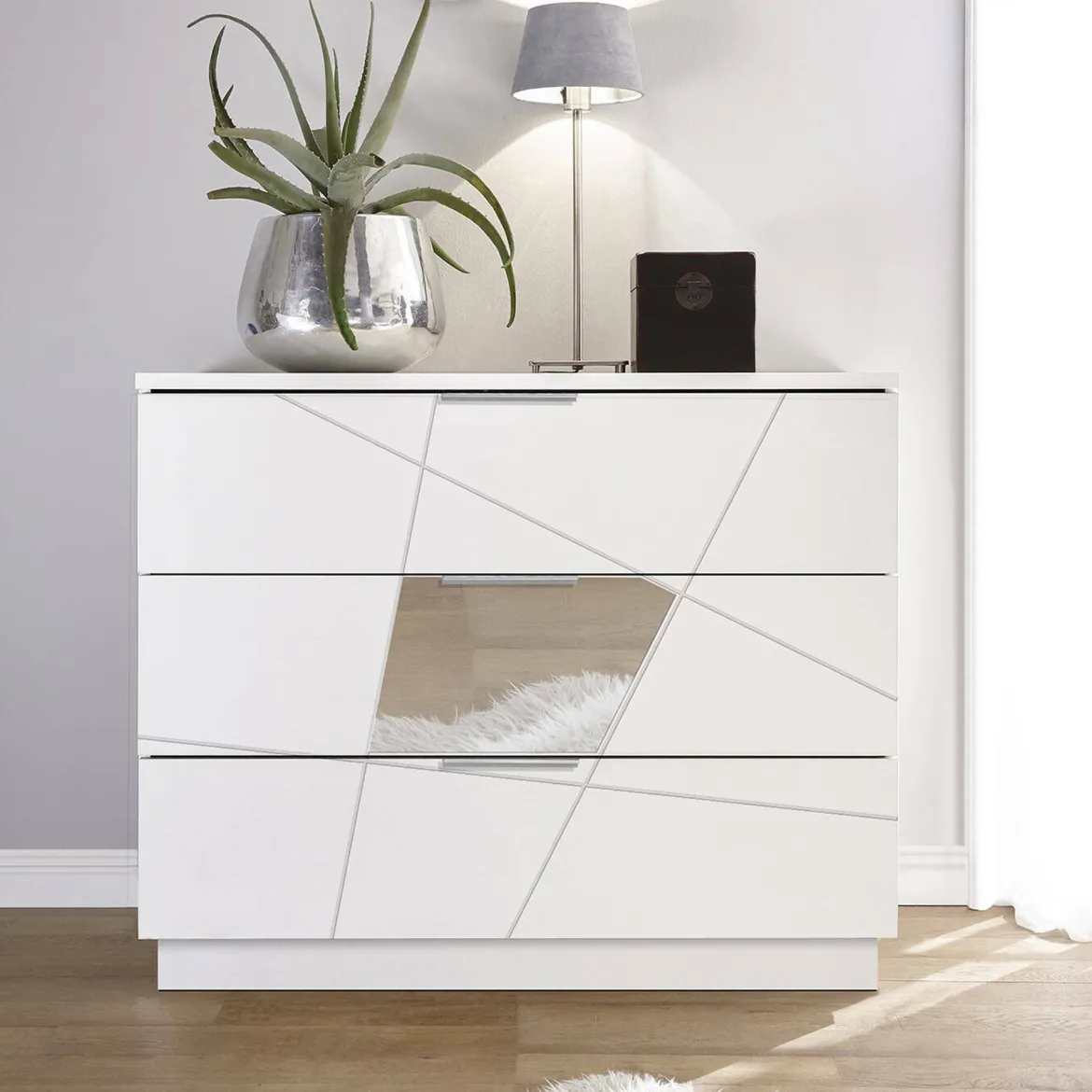 Cassettiera 3 cassetti bianca 104x85h cm - Nilam
