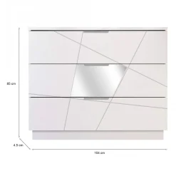 Cassettiera 3 cassetti bianca 104x85h cm - Nilam