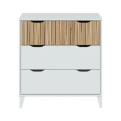 Cassettiera 3 cassetti bianca e rovere 70x76h cm - Archi
