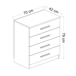 Cassettiera 4 cassetti bianca 70x42h cm - Kalmaegi