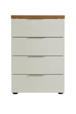 Cassettiera 4 cassetti bianca lucida e rovere 60x89h cm - Amman