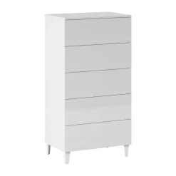 Cassettiera 5 cassetti bianca 61x117h cm - Aaron