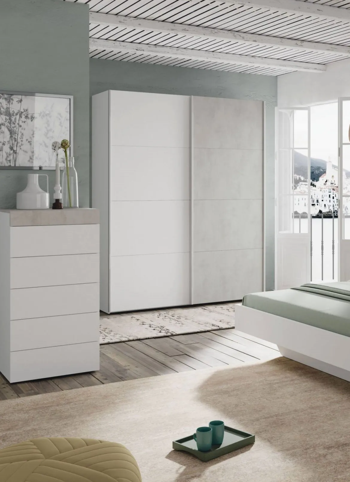 Cassettiera 5 cassetti bianca 61x118h cm - Armo
