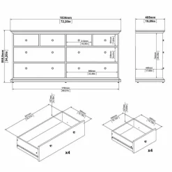 Cassettiera 8 cassetti bianca 183x86h cm - Asiagela
