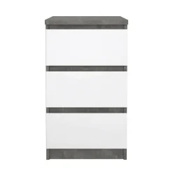 Cassettiera 3 cassetti cemento e bianca lucida 50x70h cm - Accudino