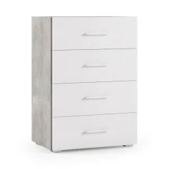 Cassettiera 4 cassetti cemento e bianca 60x87h cm - Solano