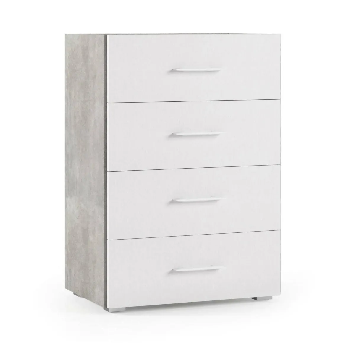 Cassettiera 4 cassetti cemento e bianca 60x87h cm - Solano