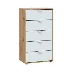 Cassettiera 5 cassetti legno bianca 60x109h cm - Praha