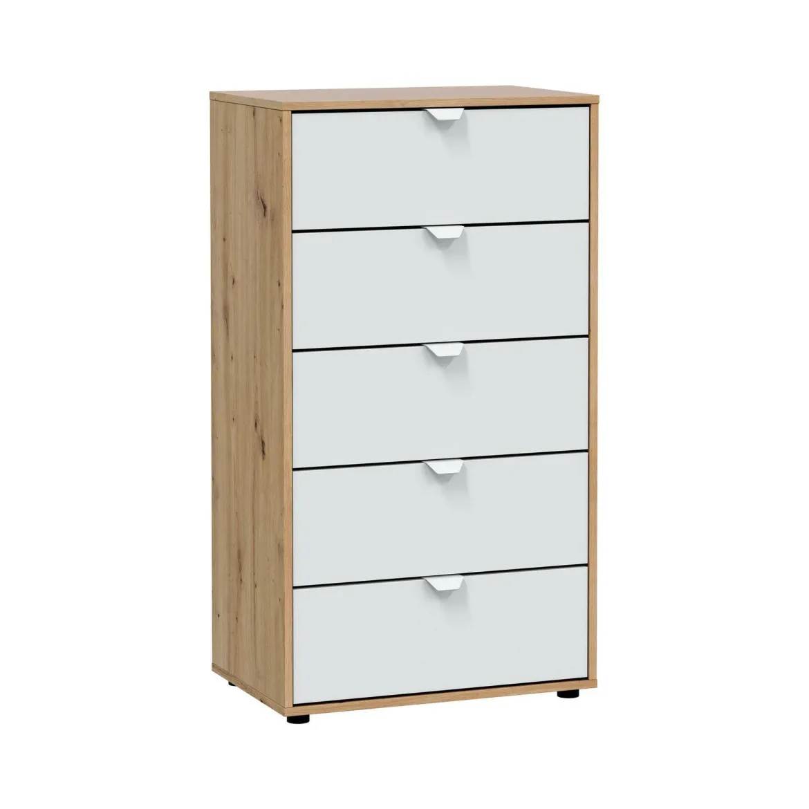 Cassettiera 5 cassetti legno bianca 60x109h cm - Praha